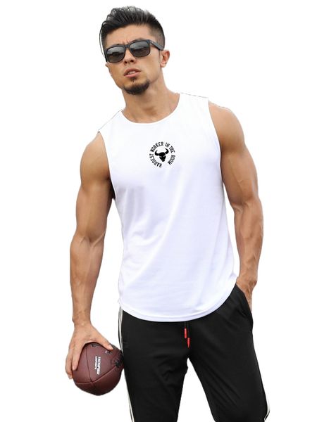 

men cattle & letter graphic sports tank t2uz#, White;black