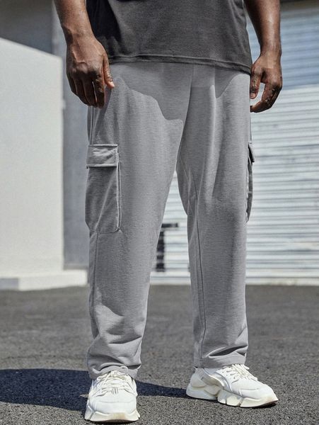 

extended sizes men flap pocket sweatpants g2j1#, Black