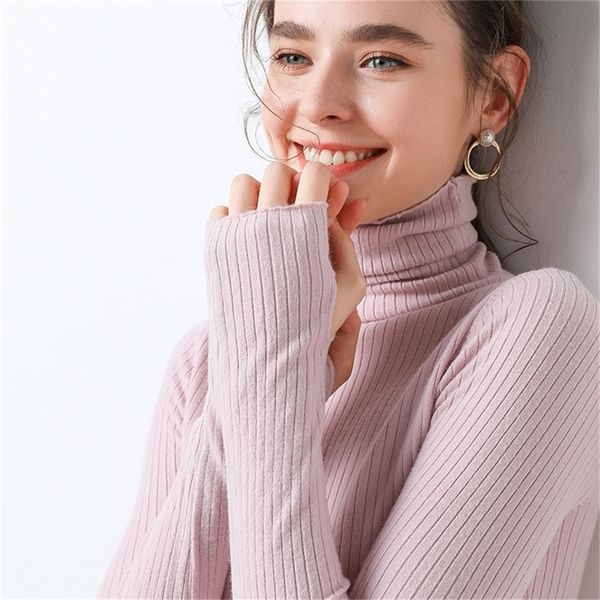 

2020 fashion women sweaters autumn winter turtleneck sweater women's casual loose pullover jumper pull plus size lj200908, White;black