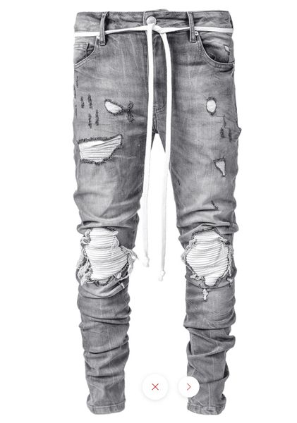 23ss Jeans da uomo elasticizzati a macchina Pantaloni a piedi piccoli Car Jeans neri traforati da uomo