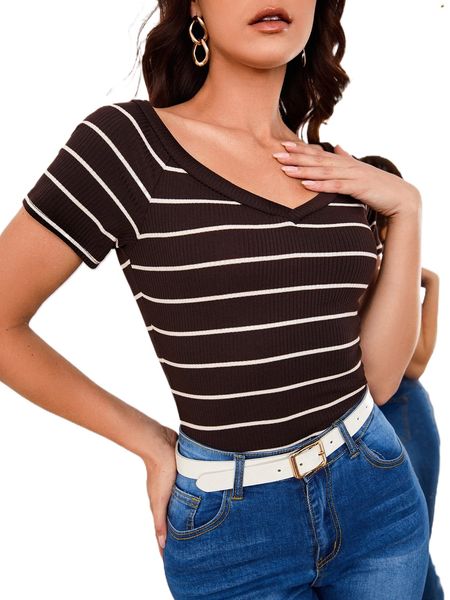 

v-neck striped tee i1mx#, White