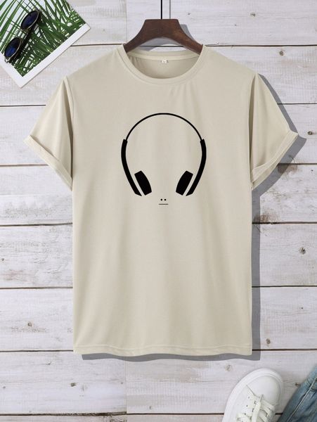 

men headset print tee x0wk#, White;black