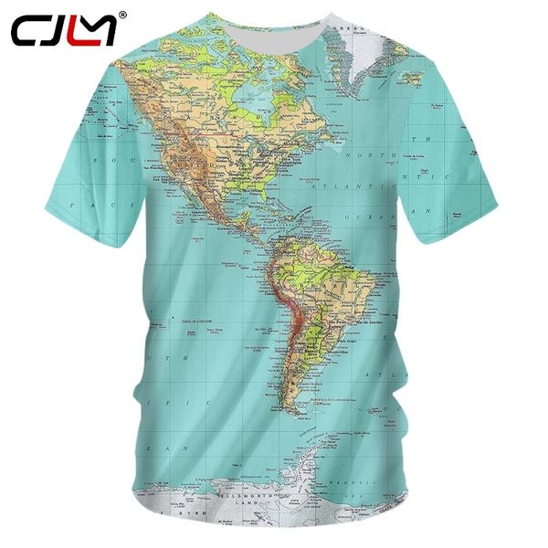 

cjlm trend tshirts map 3d print t-shirt for women/men hiphop punk t shirt round neck tee shirts pattern custom 220619, White;black