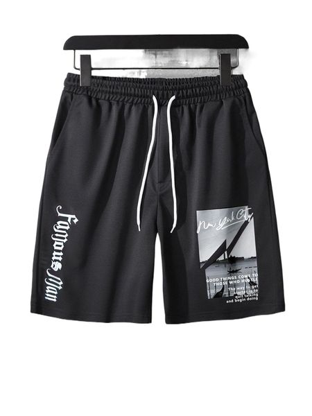 

men picture & slogan graphic shorts f6tx#, White;black