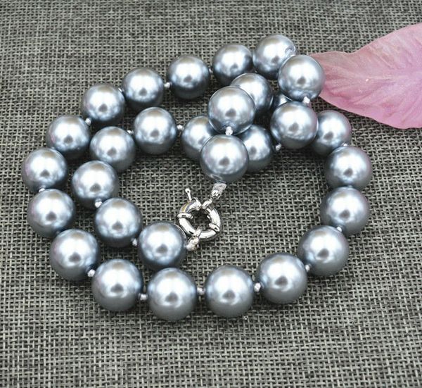 

5colors fashion genuine 14mm shell pearl necklace 18 &quotaaa, Silver
