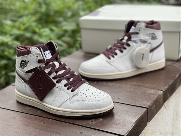 

authentic 1 high og a ma maniere basketball shoes men sail burgundy crush 3s mocha white medium grey violet ore do7097-100 sports sneakers s