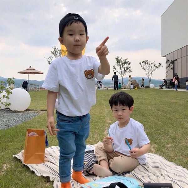 

summer kid t-shirt girls boys casual short sleeve cartoon printed children clothes kids baby shirt girl clothes227k, Blue