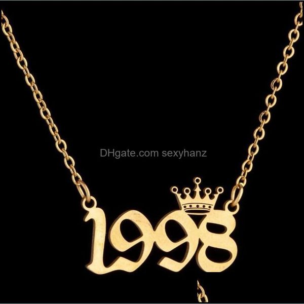 

chains necklaces pendants jewelry stainless steel crown english letters necklace gifts friend giftschains drop delivery 2021 dhv6x, Silver