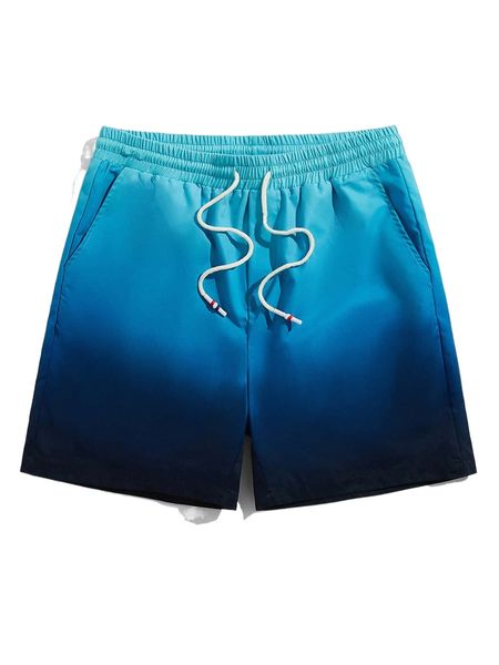 

men ombre drawstring waist shorts d5mg#, White;black