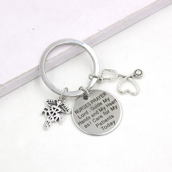 

new arrival stainless steel key chain rn nurse keychain keyring for nurses gifts doctor jewelry, Slivery;golden