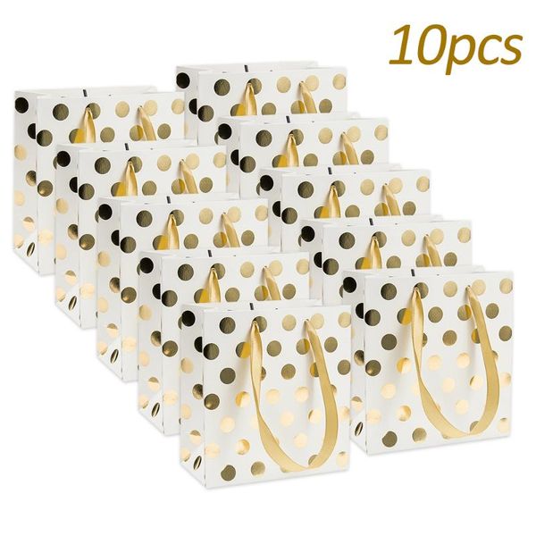 Embrulho de presente 10pcs bolsa portátil onda de carimbo de papel mini ouro para aniversário e weddinggift