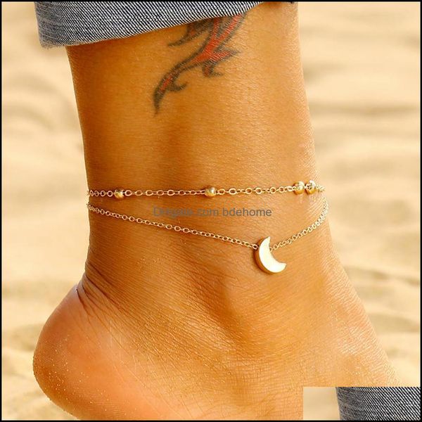 

anklets jewelry moon anklet female barefoot sandals foot fashion ankle bracelets for women leg chain drop delivery 2021 fqi59, Red;blue