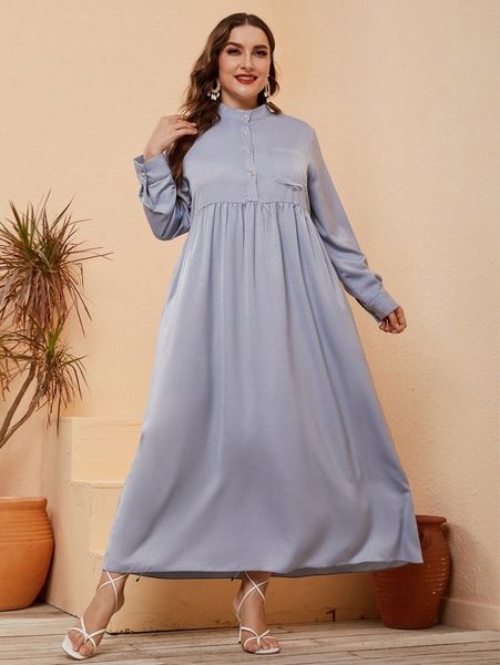 

plus mock neck maxi smock dress n2sc#, Black