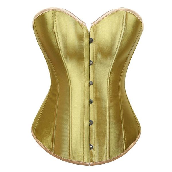 Bustiers Corsets Mulheres estilo vintage cetim cetim sexy bust espartilho fletume CorsElet fêmea na cintura tops de plus size preto branco sólido sólido