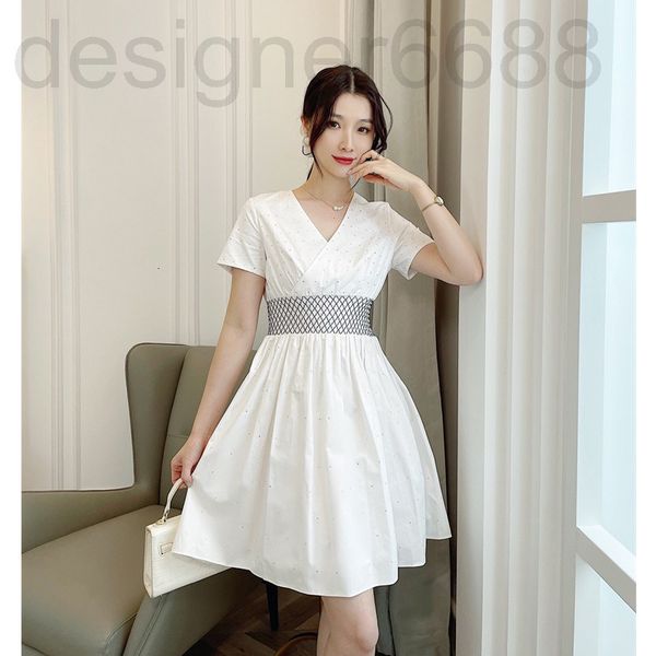 

casual dresses designer gao quality design dress spring summer french style elegant light luxury drill skirt fashion cg86, Black;gray