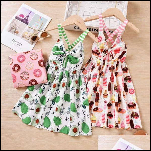 Mädchen Kleider Baby Kinder Kleidung Baby Umstandsmode Hosenträgerkleid Kinder Donut Eis Wassermelone Avoc Dhh45