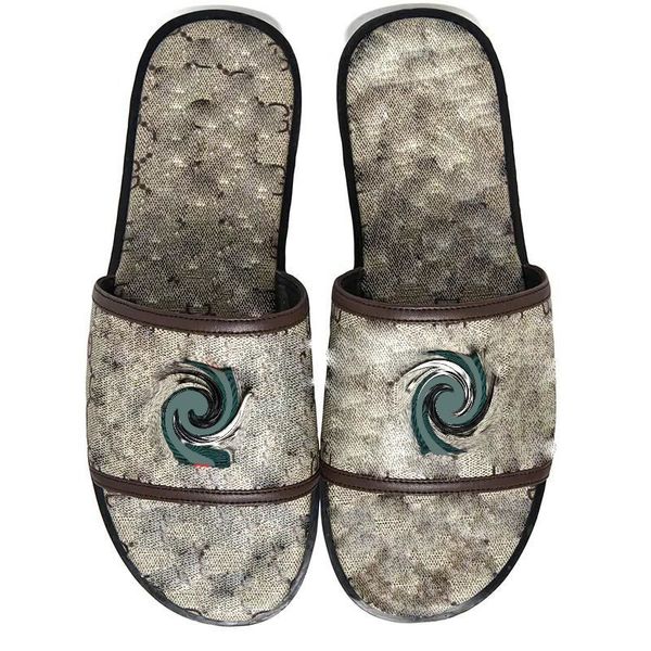 

2022 new slippers men shoes pu leather solid color flat classic daily party metal print beach vacation flip flop dp265-1, Black