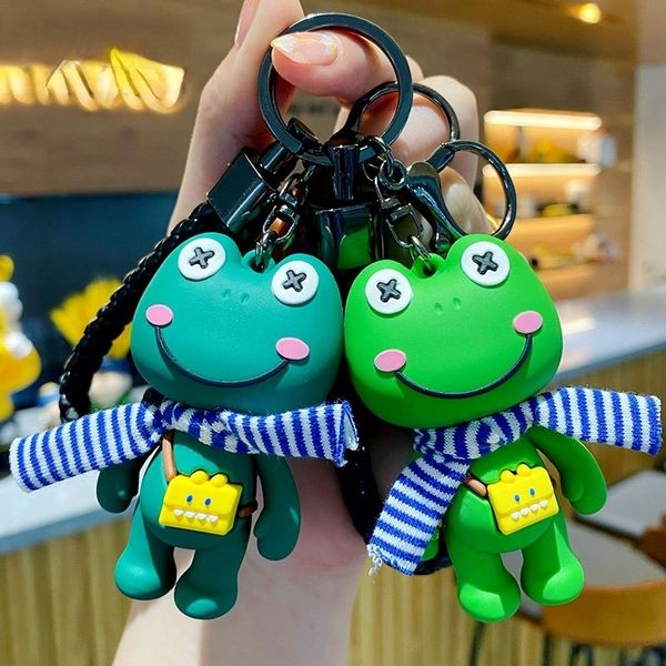 Kreativer Frosch mit Schal Design Schlüsselanhänger Lanyard Ring Kette Anhänger Geschenk für Mama Zubehör Großhandel