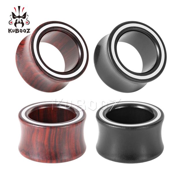 

kubooz wood sandalwood white lines ear tunnels piercing body jewelry stretcher earring gauges plug expander wholesale 8-25mm 32pcs, Silver