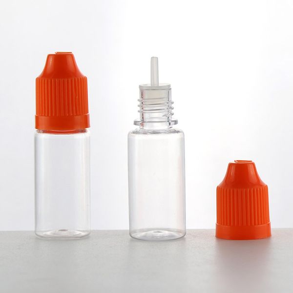 vuoto 3 ml da 5 ml da 8 ml da 10 ml di bottiglie di gocce in plastica a punta sottile long long con tappo resistente ai bambini