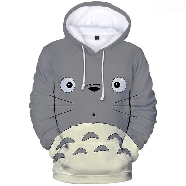 

men's hoodies sweatshirts kawaii totoro anime 3d hoodie women's streetwear men fashion funny hooded 230206, Black