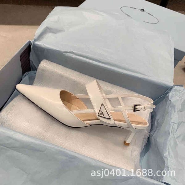 

sandals baotou sandals summer fairy style gentle medium heel kitten heel empty shoes leather single dst6, Black