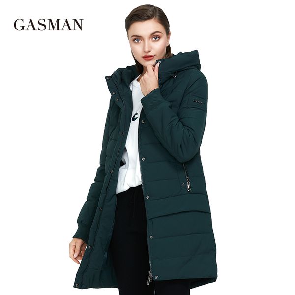 

gasman collection hooded warm winter coats women parka long coat thick jackets female windproof 1820 201027, Black