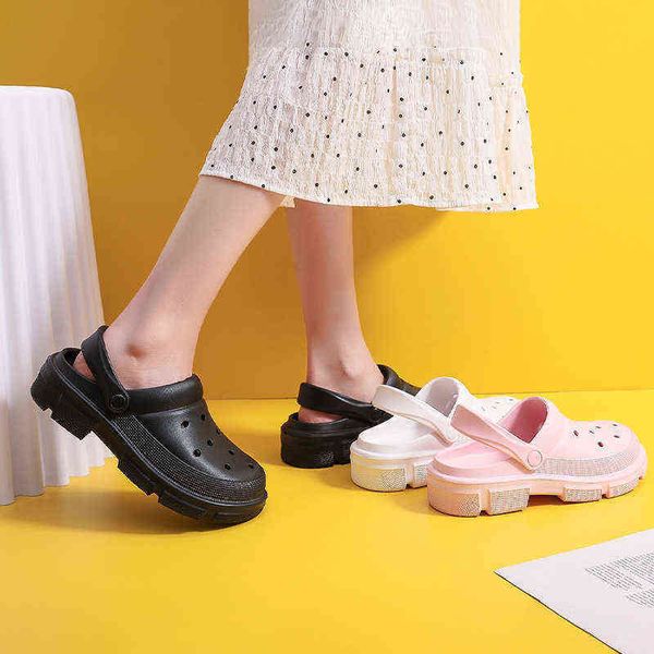 

sandals men summer beach hole shoes 2022 croc literide rubber clogs high heels black platform women fashion slippers 220412