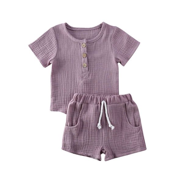 

2pcs childrens set baby summer outfits toddler kids boys solid t-shirt shorts clothing, White