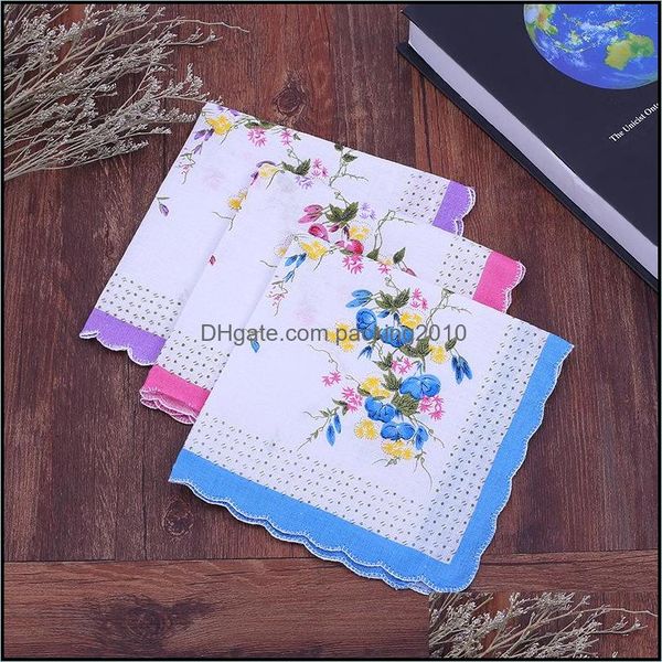 Lenço de lençóis têxteis domésticos jardim de algodão Cutter Ladies Fashion Craft floral vintage hanky w dheoj