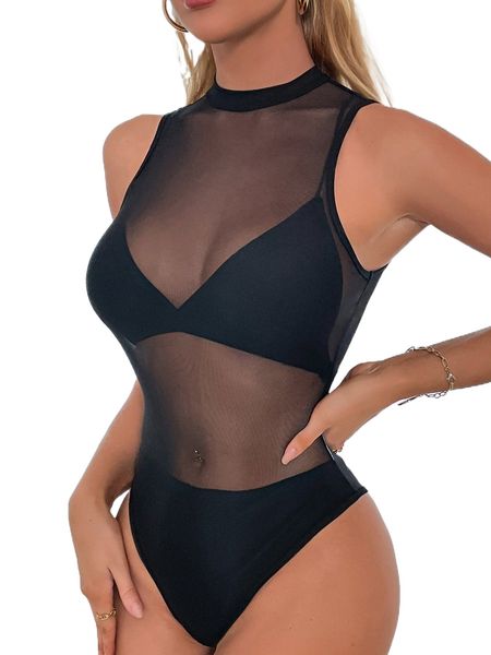 

sheer keyhole back bodysuit without bra & panty u2jw#, White