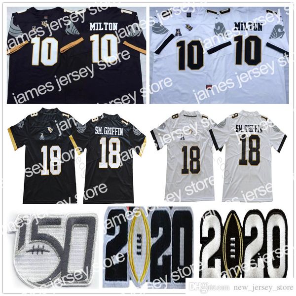 

james ncaa 150th ucf knights college football wear #10 mckenzie milton jerseys home away mens #18 shaquem griffin stitched jersey shirt, Black