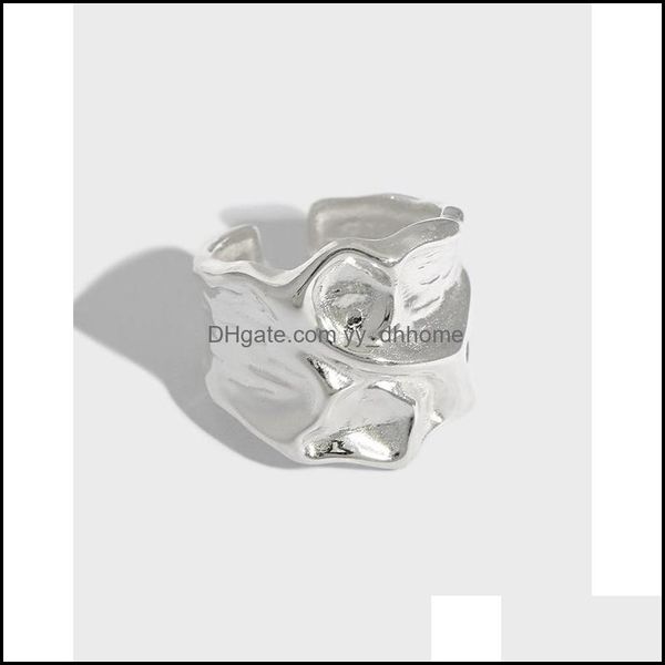 Bandringe Schmuck 100% authentischer 925 Sterling Silber Ring Falten Textur Einstellbarer Finger für Frauen Korea Ins YMR1176 Drop Lieferung 2021 Sos6