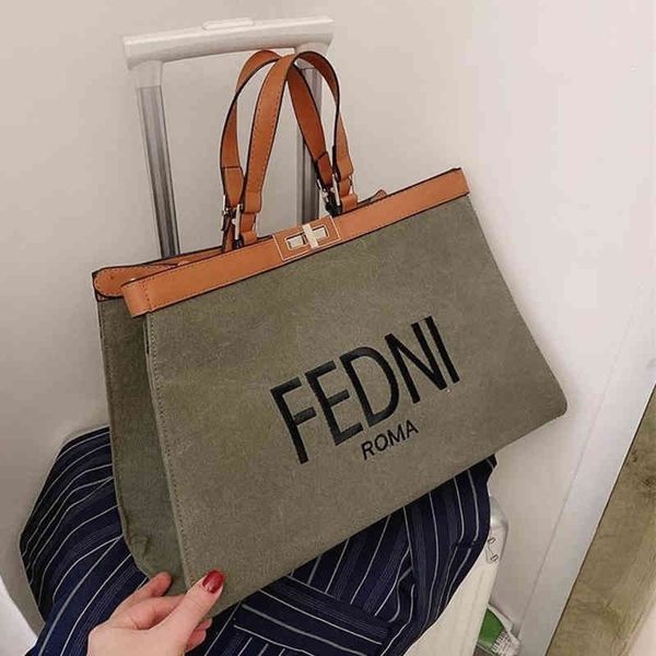 

simple large capacity women's 2022 new fashion portable shoulder bag korean versatile canvas tote bag purses onlines