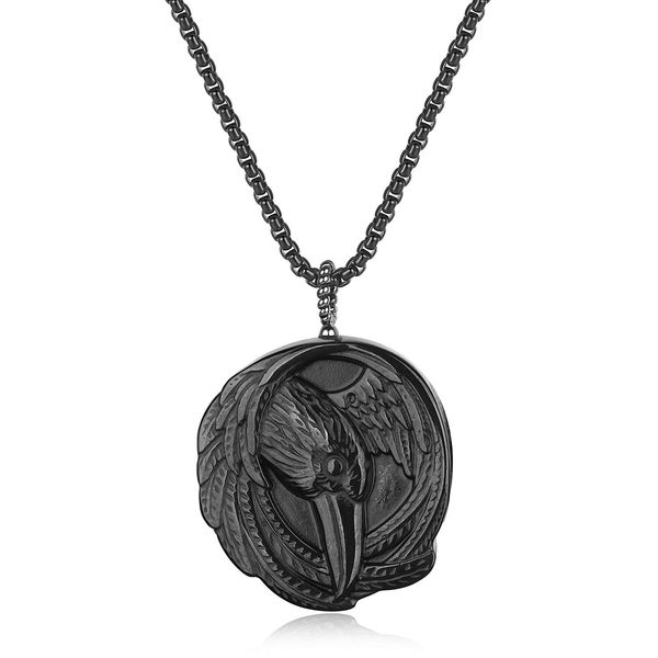 

pendant necklaces raven obsidian stone necklace for men women amvpi, Silver
