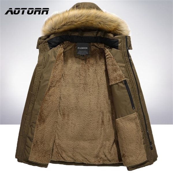 

winter parka men windbreak thick warm windproof fur coats male hooded jacket men's snow parka outerwear thermal wool liner coat 201127, Black