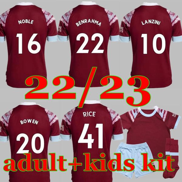 

22 23 west hams bowen rice soccer jerseys benrahma lanzini antonio yarmolenko noble fornals dawson vlasic soucek 2022 jersey football shirt, Black;yellow