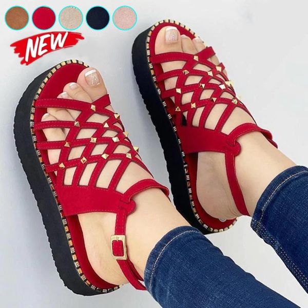 Sandálias femininas plataforma rio tornozelo tira de verão sapatos sapatos casuais chaussure femme salto plano sandaliassandals