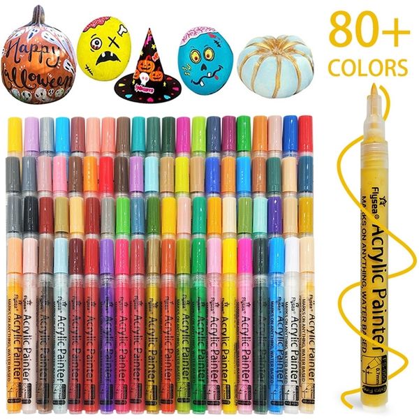 

122880colors set 0.7mm 2.0mm acrylic paint marker pen art markers supplies on rock glass canvas metal ceramic mug wood plastic 220713