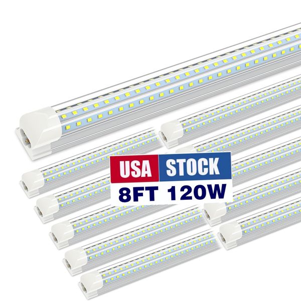 JESLED LED-Ladenleuchte, 8-Fuß-Röhrenleuchten, 120 W, 12000 LM, 6500 K, Kaltweiß, D-Form, klare Abdeckung, hohe Leistung, verknüpfbare Ladenleuchten, für Garage, Lagerbestand in den USA