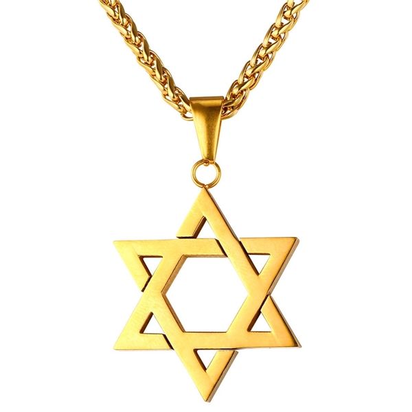 

u7 men women stainless steel gold pendant je magen star of david necklace p723, Silver