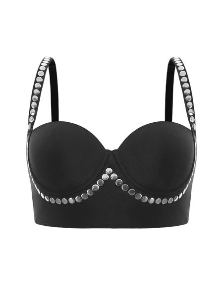 

studded detail underwire push up bikini d7cn#, White;black