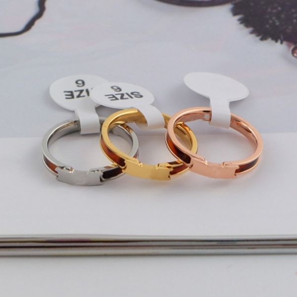 

luxury design letter leopard rings narrow tailor ring 18k rose gold fashion ring with velvet bag, Silver