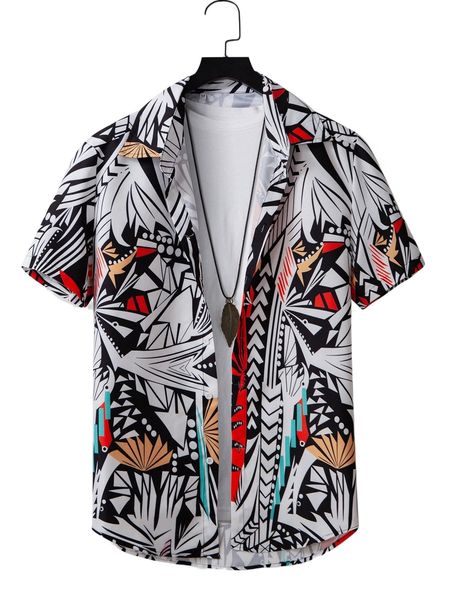 

men allover geo print shirt x7uc#, White;black