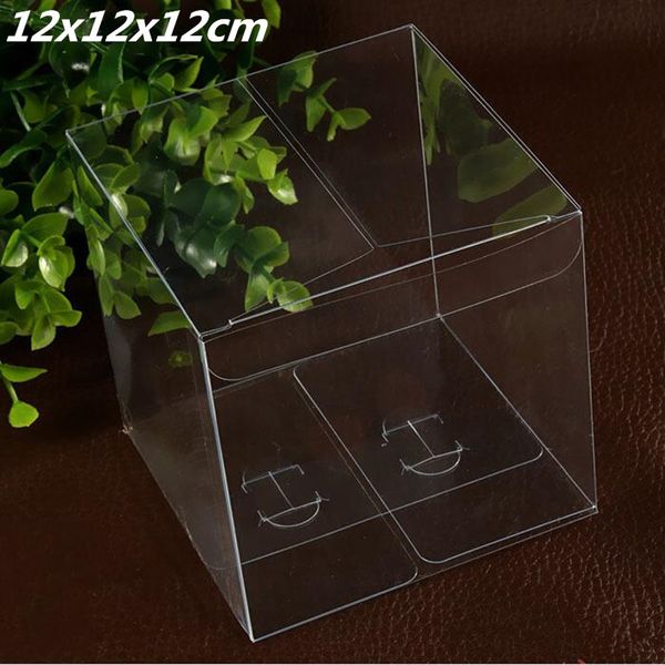 20 PCs/lote claro Clear Square PVC Gift Box Birthday Wedding Favor Transparent Chocolate Candy Case 12x12x12cm