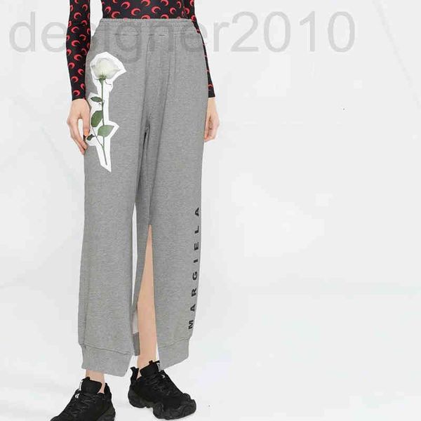 

women's shorts designer 2022 spring and summer women's mm6 grey flower printed pants side slit wide leg sports casual pants vcda, White;black