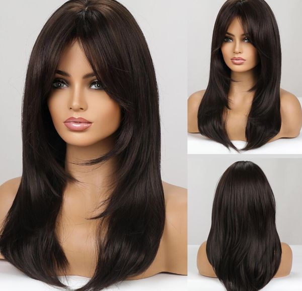 

new women's long dark brown wavy cosplay hair full wig, Black;brown