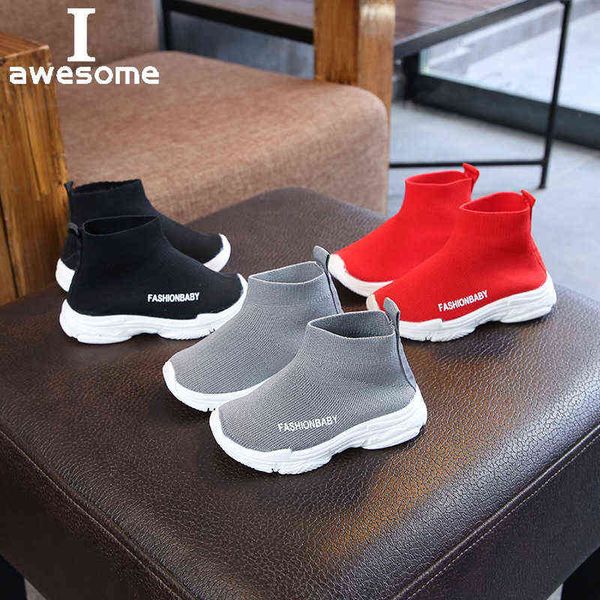 

autumn summer kids sneakers children casual shoes slip-on breathable socks non-slip snow boots boys girls sport y220510, Black;red