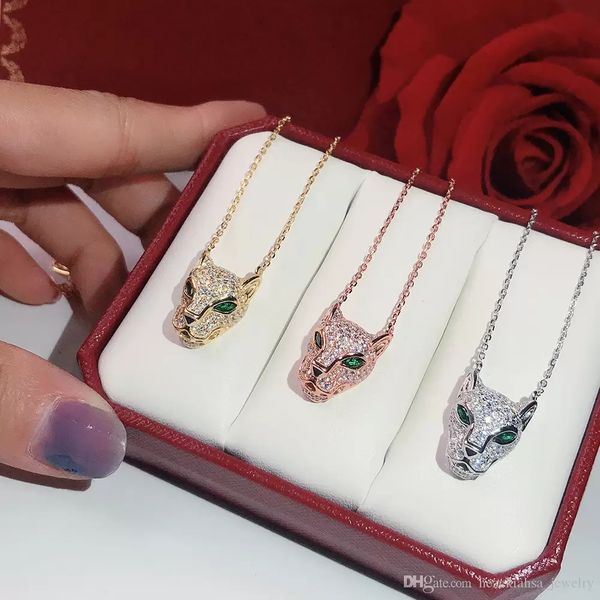 

luxury leopard pendant necklace ladies classic designer pendant necklaces for women jewelry high quality, Silver