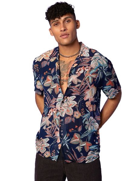 

men tropical print shirt y3nz#, White;black